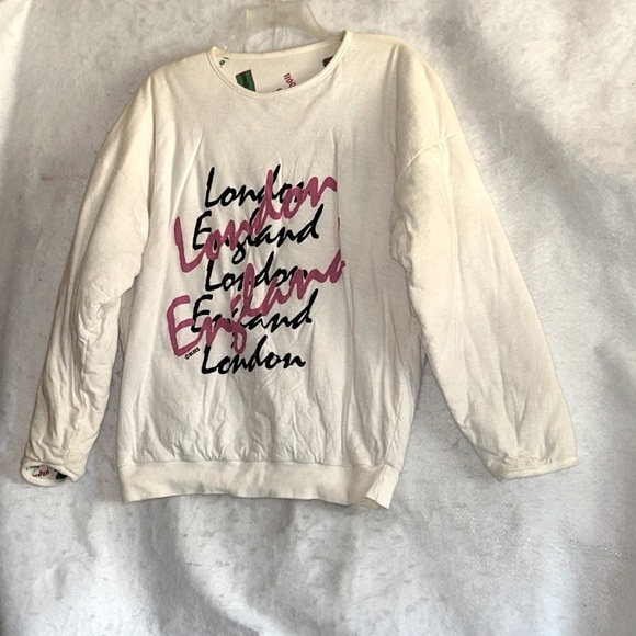 Blues Reversible White London Pink Black Green Graphics Print Winter Sweatshirt - Picture 1 of 14